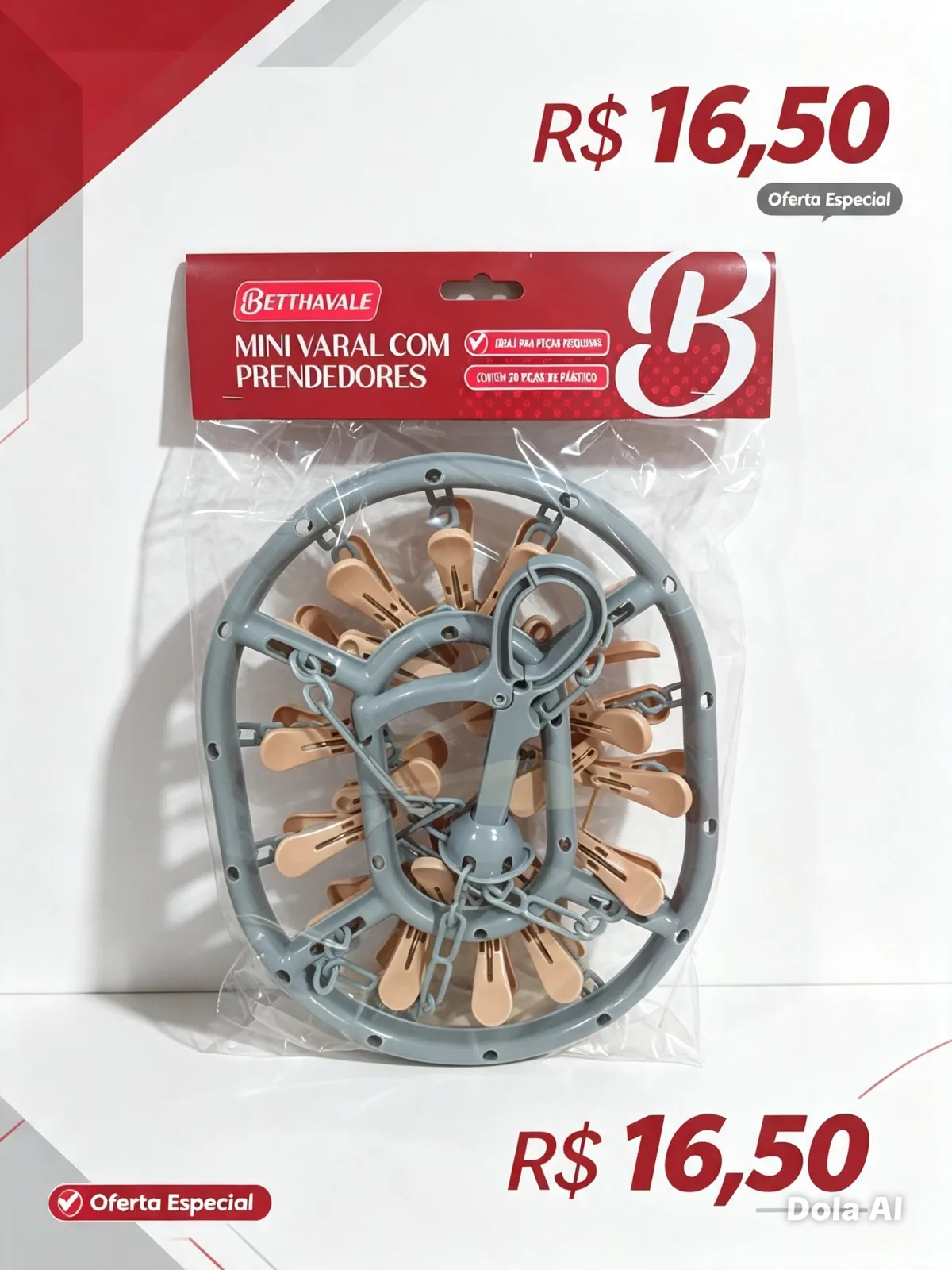 Mini varal com 20 prendedor