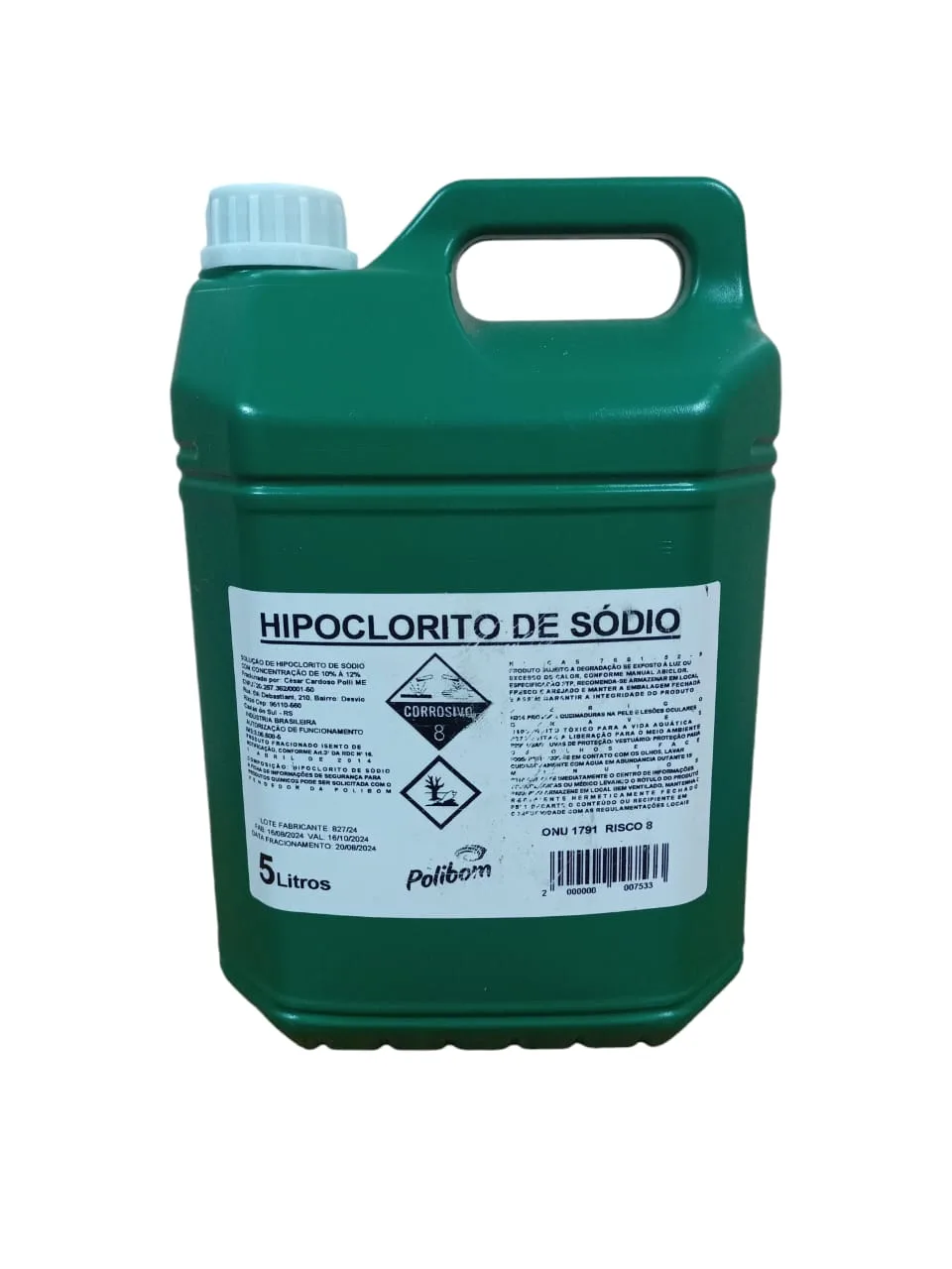 Hipoclorito de sódio 5lt