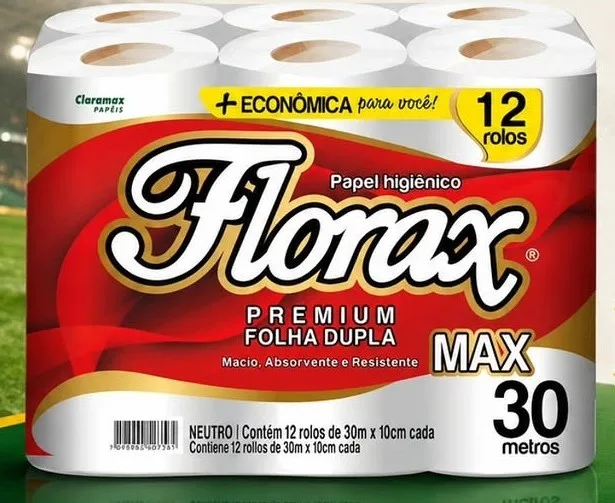 Papel higiênico florax 12 rolos , 30 metros folha dupla
